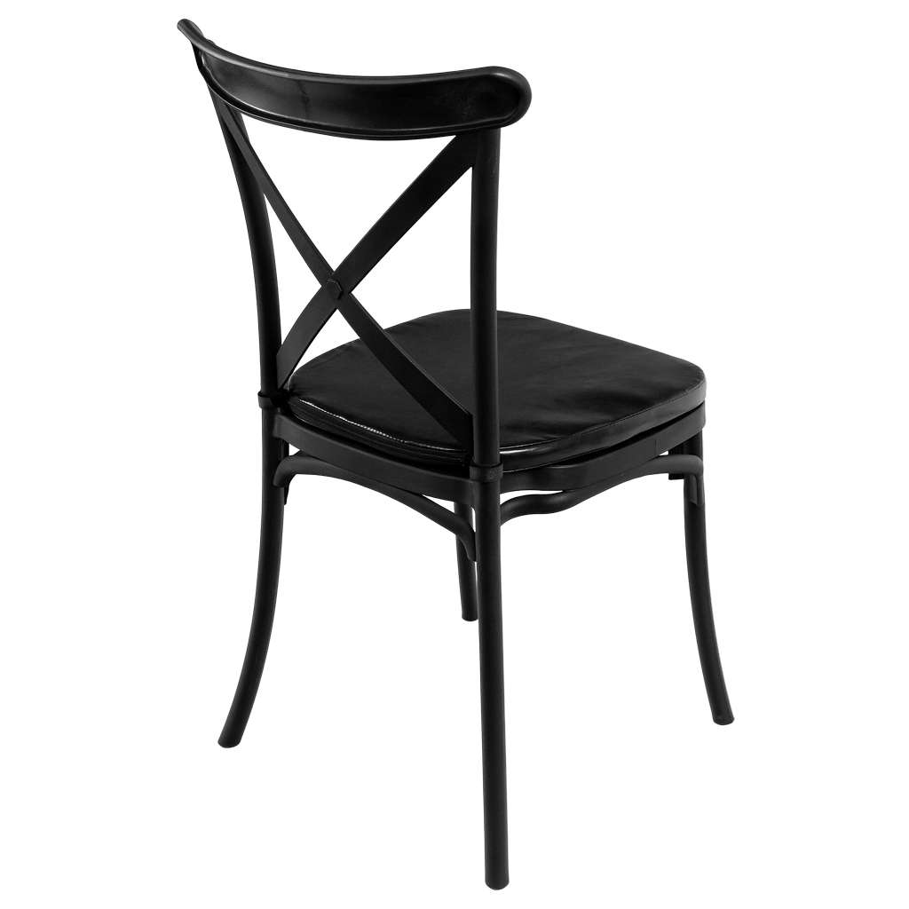Krzesło bankietowe industrialne FURVERO BOHO PP poduszka ekoskóra kolor czarny ZESTAW 16 szt N - obrazek 4