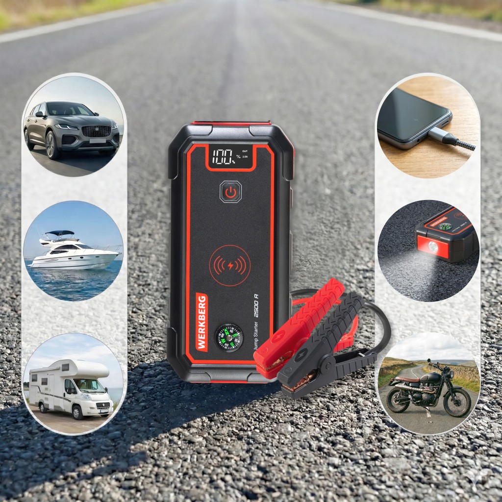 Powerbank rozruchowy WERKBERG AL005 1500A/2500A 23800mAh ładowarka bezprzewodowa N - obrazek 16