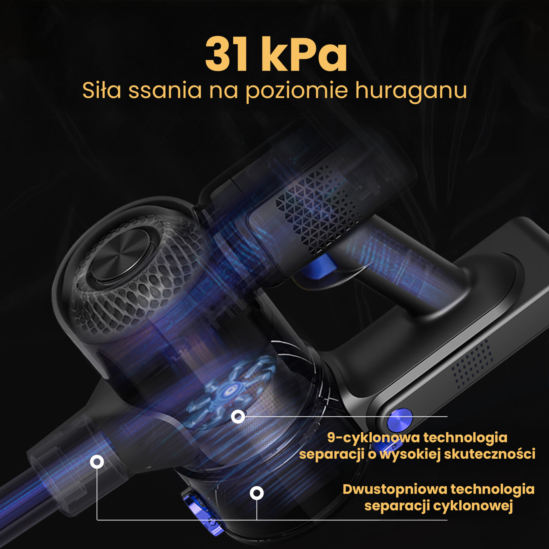 Odkurzacz bezprzewodowy pionowy BERGMANN HAX 125 450W N - obrazek 5