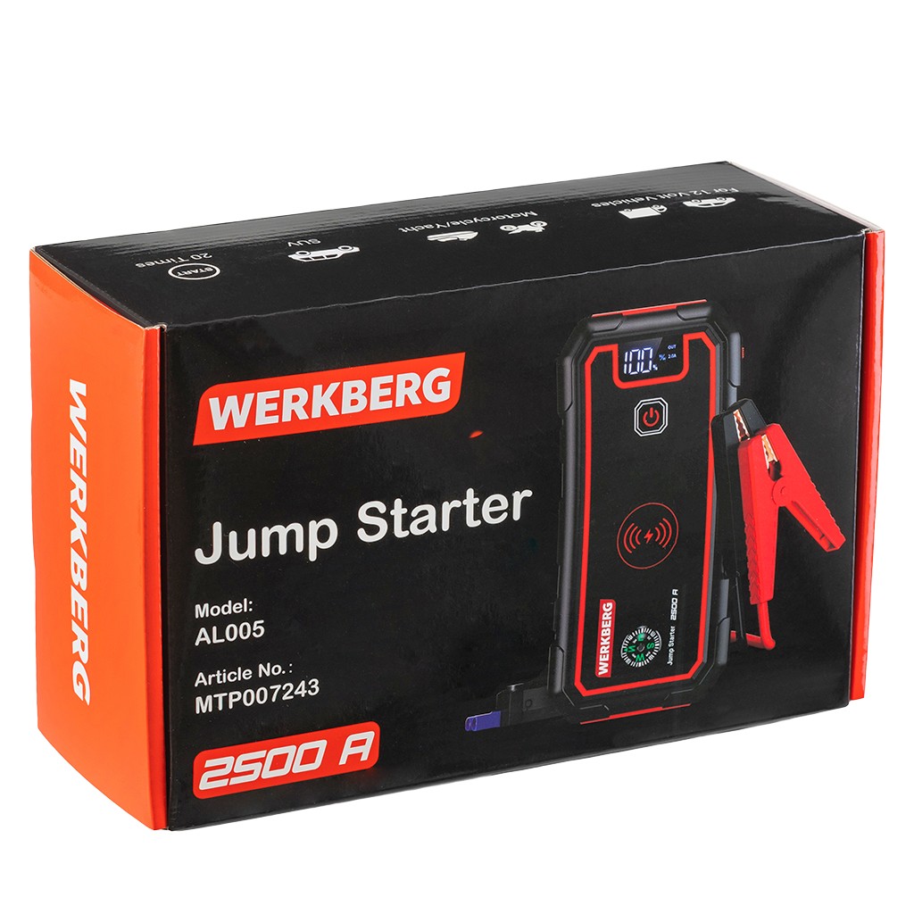 Powerbank rozruchowy WERKBERG AL005 1500A/2500A 23800mAh ładowarka bezprzewodowa N - obrazek 13