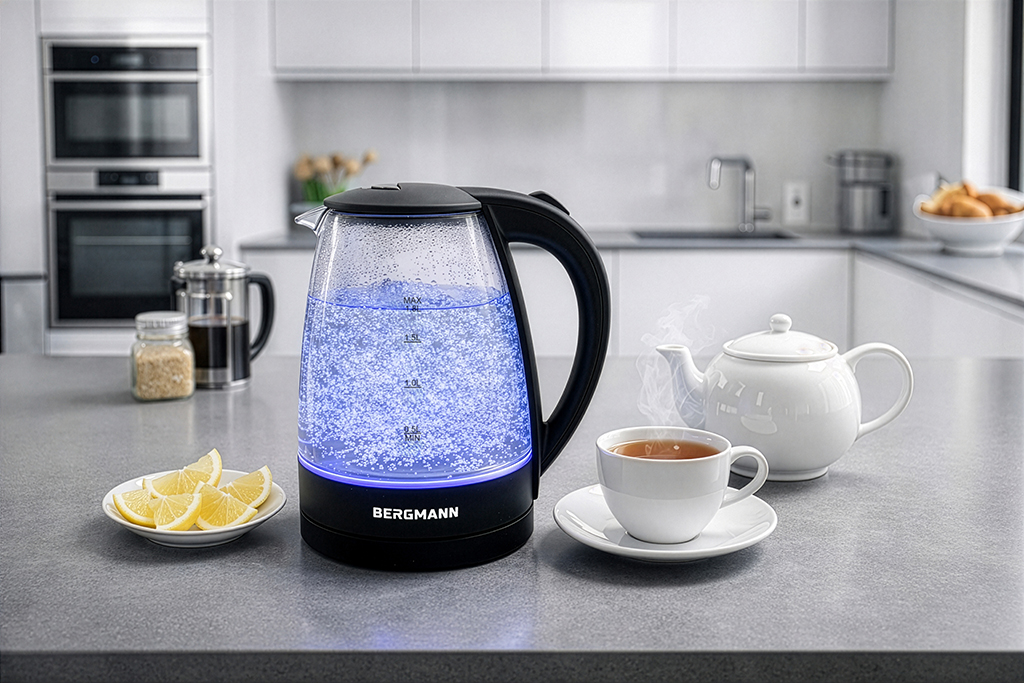 Czajnik elektryczny szklany BERGMANN ZH001 1,8L 2200W podstawa czarna N - obrazek 9