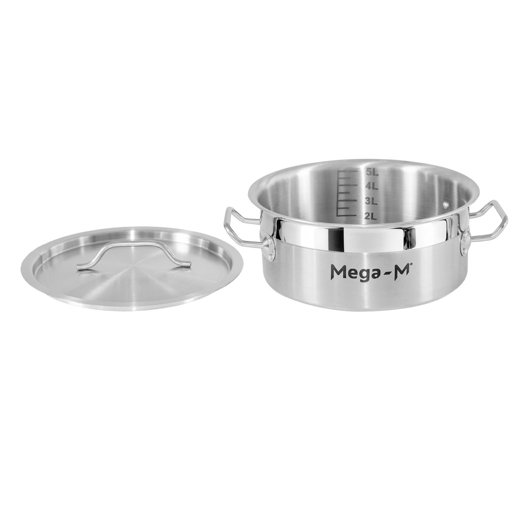 Garnek gastronomiczny niski z pokrywką Mega-M PRO 5l śr. 25 cm x h 11 cm N - obrazek 3