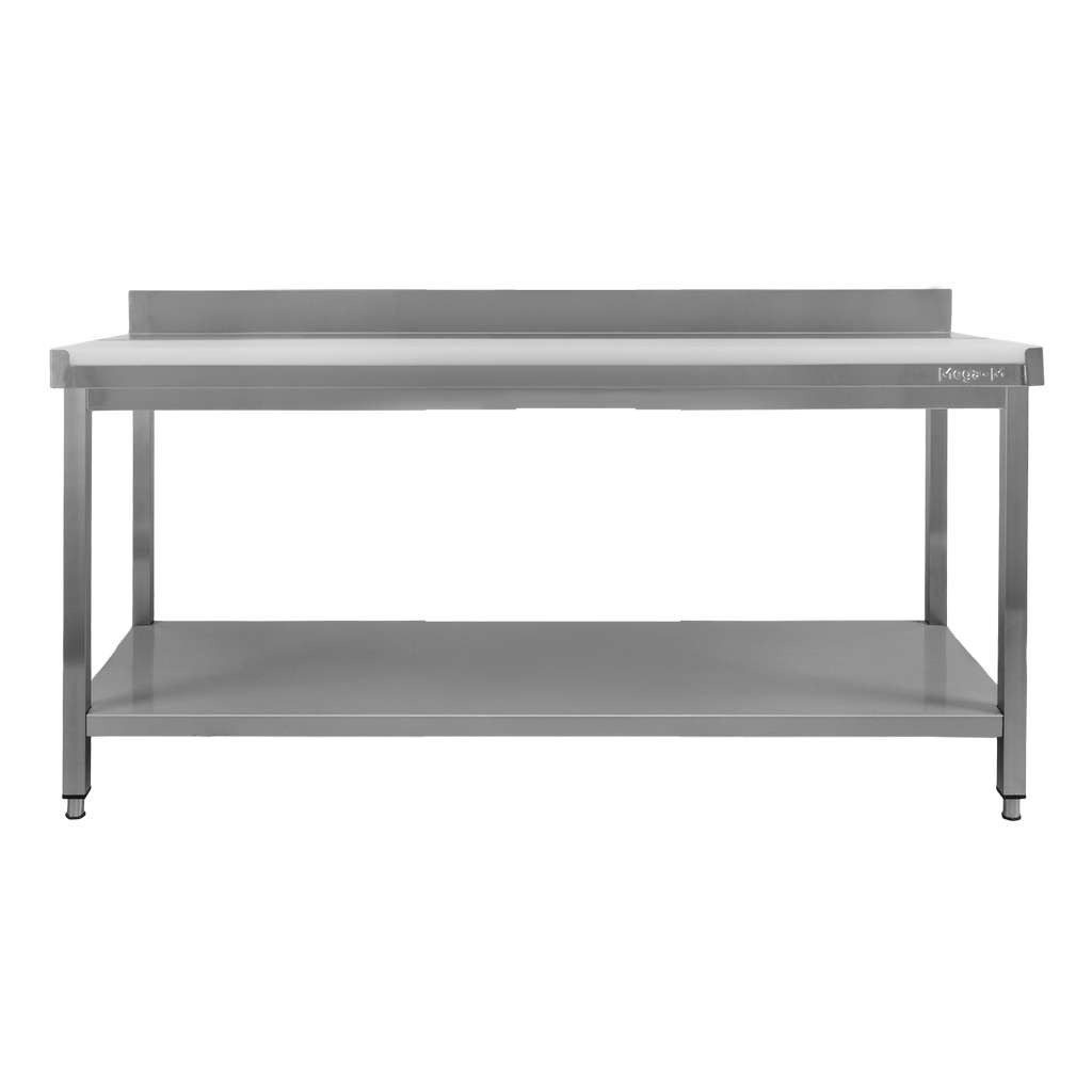 Stół ze stali nierdzewnej przyścienny z płytą polietylenową i półką Mega-M S-180 cm G-70 cm H-85 cm N - obrazek 3