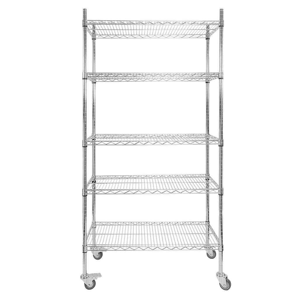 Regał chromowany gastronomiczny na kółkach Mega-M 5-półkowy H-180 L-90 G-45 N - obrazek 2