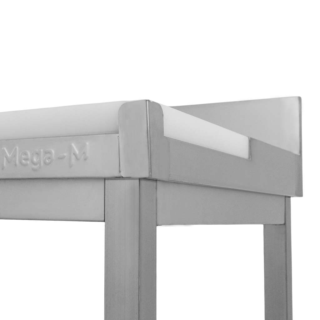 Stół ze stali nierdzewnej przyścienny z płytą polietylenową i półką Mega-M S-120 cm G-70 cm H-85 cm N - obrazek 8