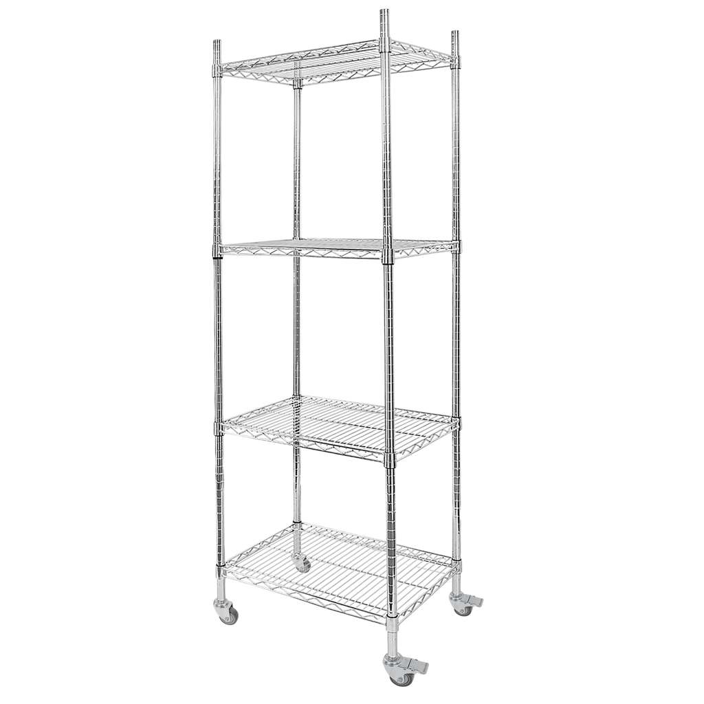 Regał chromowany gastronomiczny na kółkach Mega-M 4-półkowy H-180 L-60 G-45 N