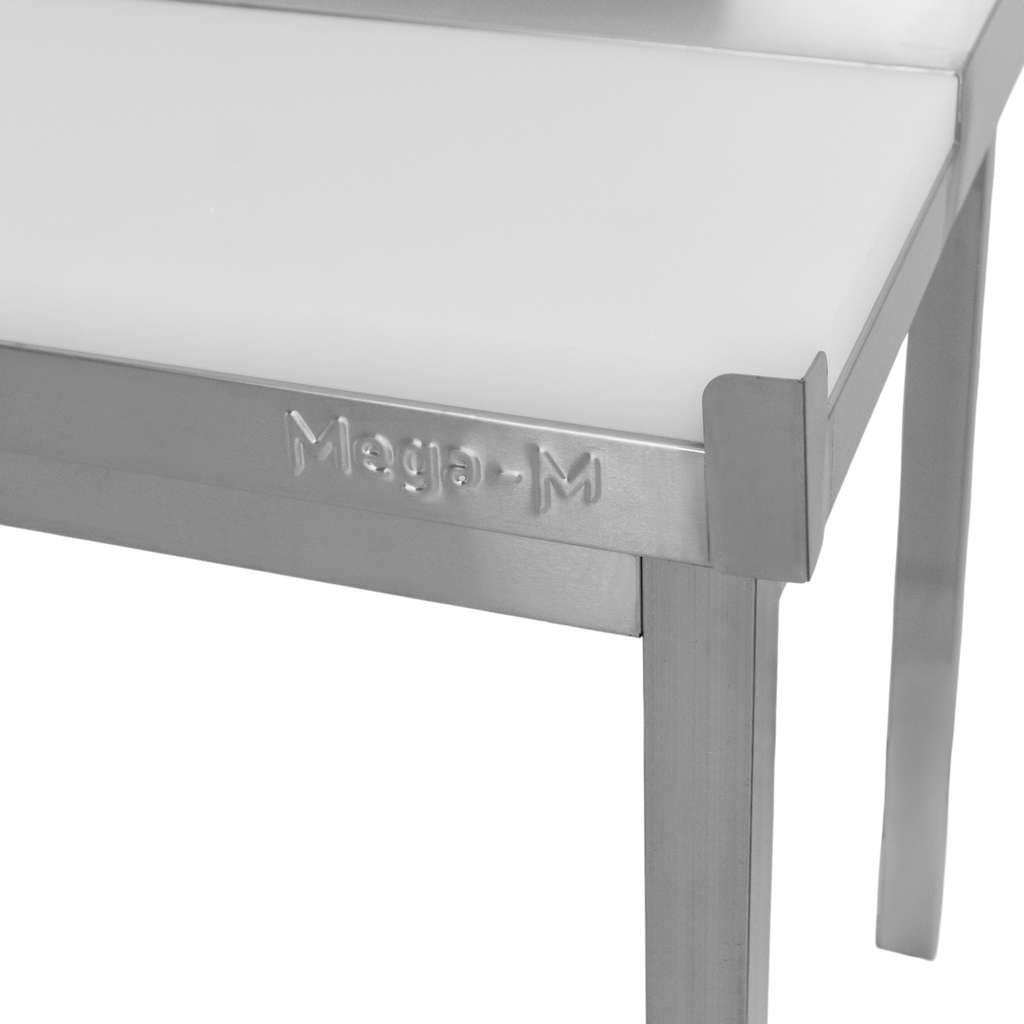Stół ze stali nierdzewnej przyścienny z płytą polietylenową i półką Mega-M S-180 cm G-60 cm H-85 cm N - obrazek 5