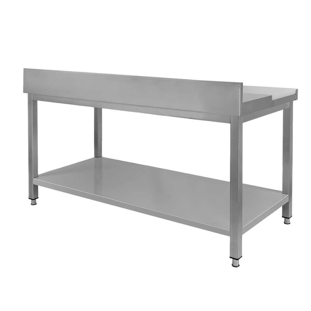 Stół ze stali nierdzewnej przyścienny z płytą polietylenową i półką Mega-M S-150 cm G-70 cm H-85 cm N - obrazek 4