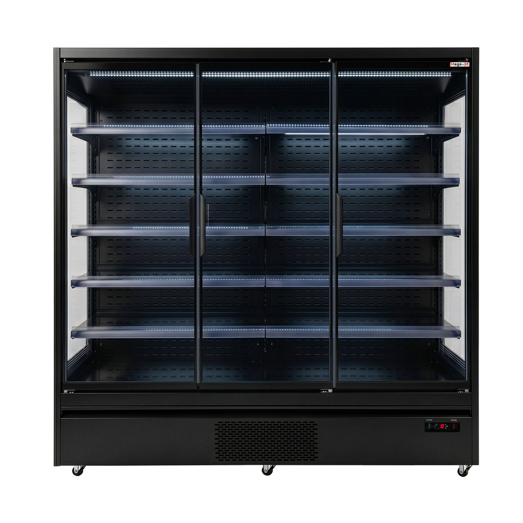 Regał chłodniczy Mega-M HUGO PLUS RU L-188 cm G-72cm H-205 cm black drzwi transparentne - obrazek 3