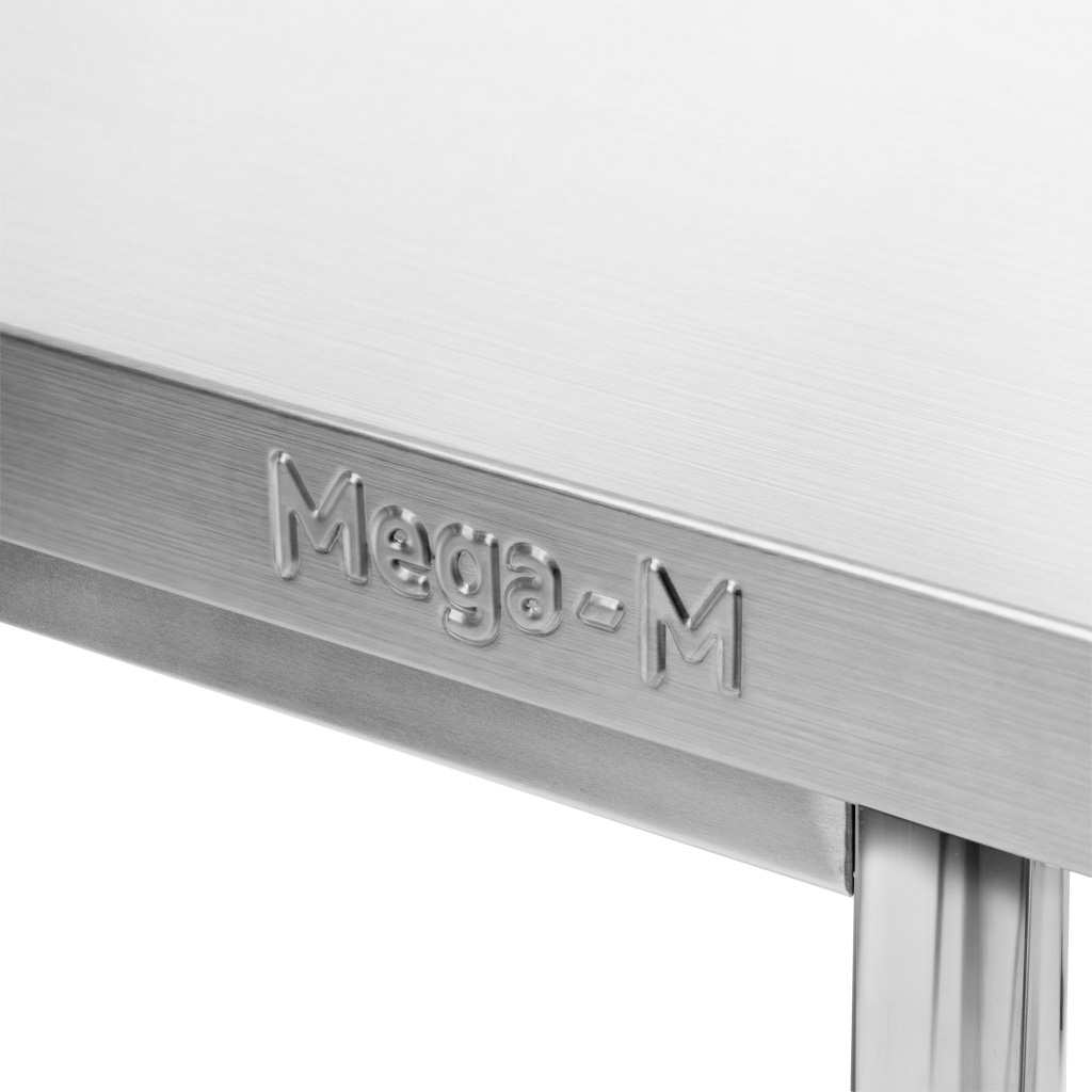 Stół ze stali nierdzewnej przyścienny z 2-ma półkami Mega-M X STANDARD S-200cm G-70 cm H-85 cm N - obrazek 4