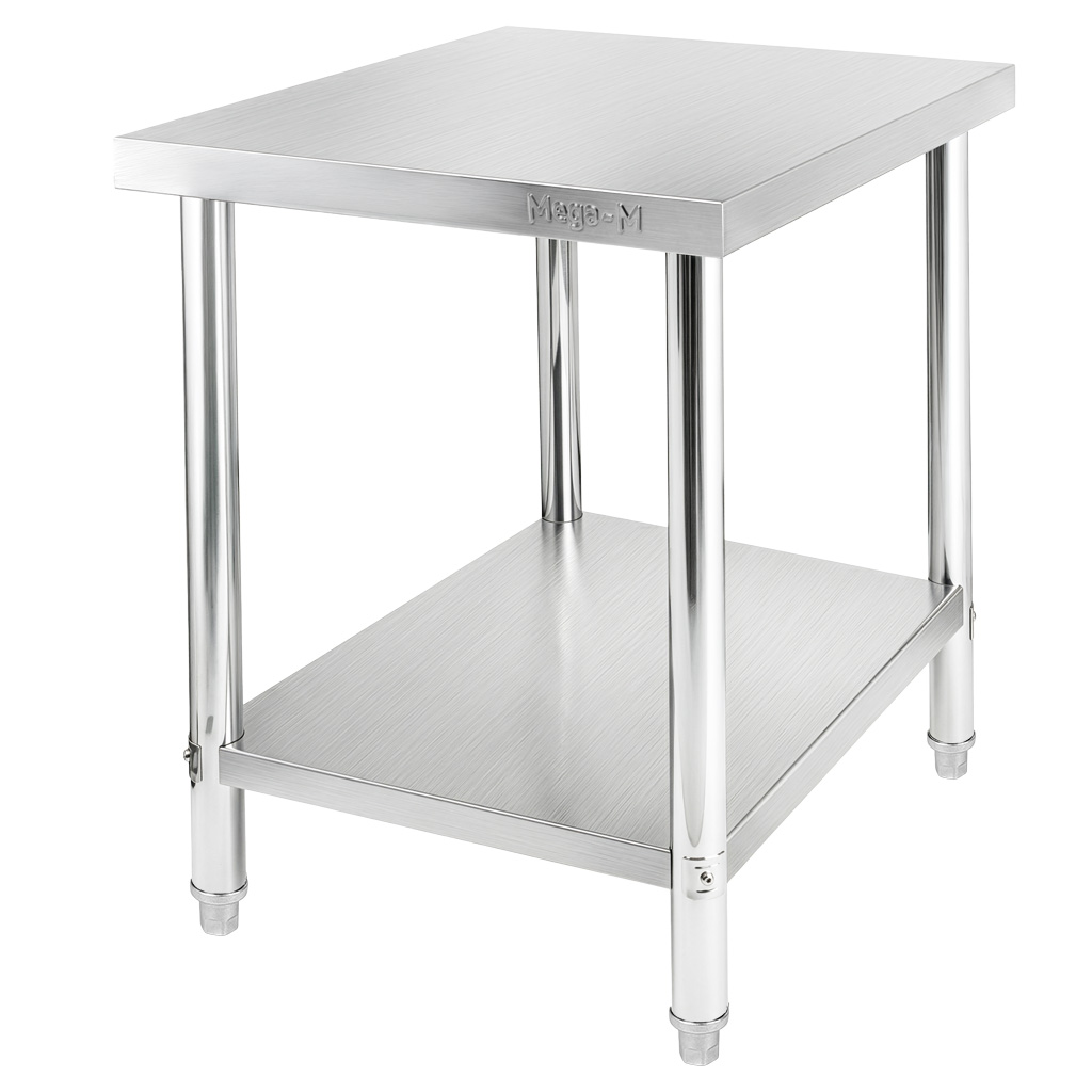 Stół ze stali nierdzewnej centralny z półką Mega-M X STANDARD S-60 cm G-70 cm H-85 cm N