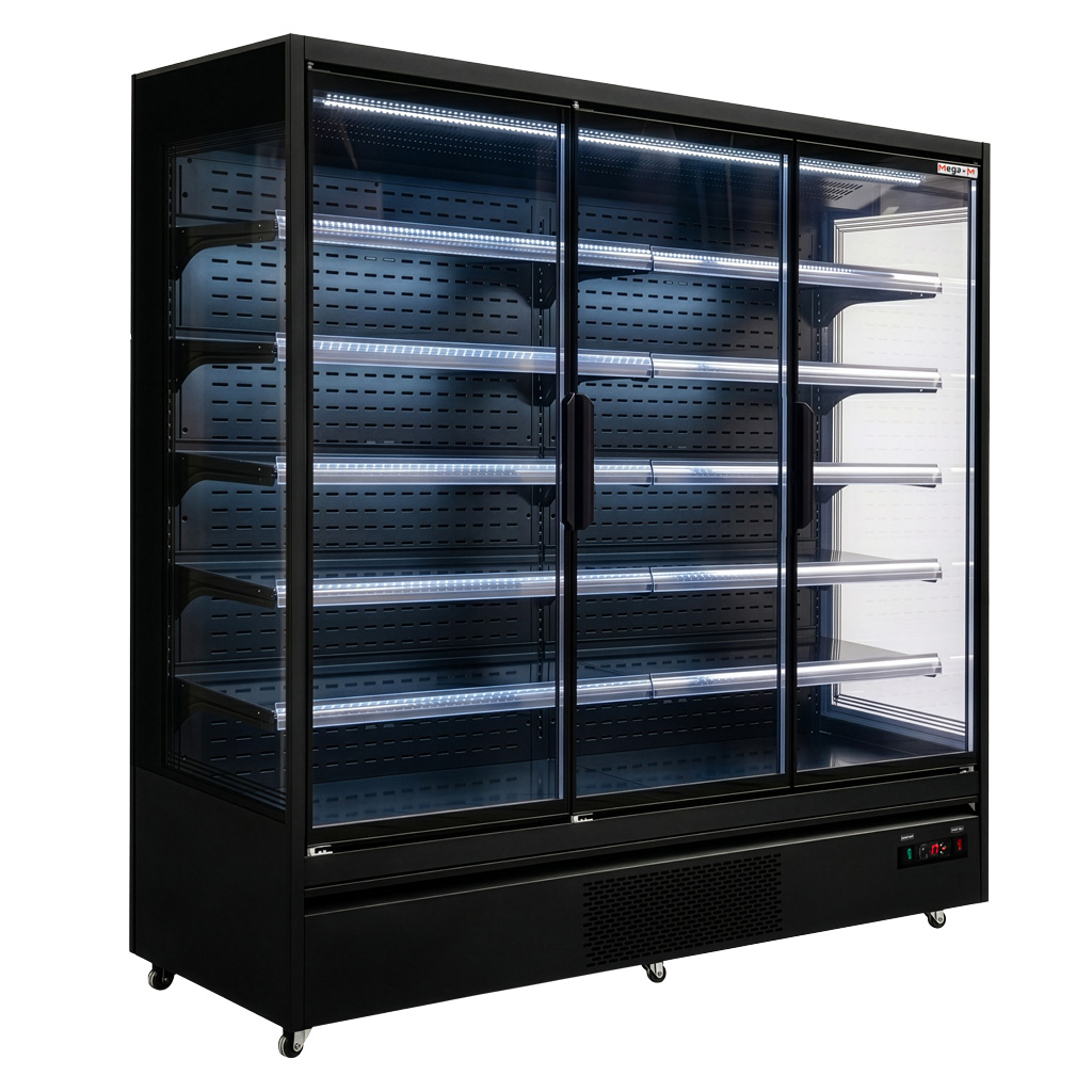 Regał chłodniczy Mega-M HUGO PLUS RU L-188 cm G-72cm H-205 cm black drzwi transparentne - obrazek 2
