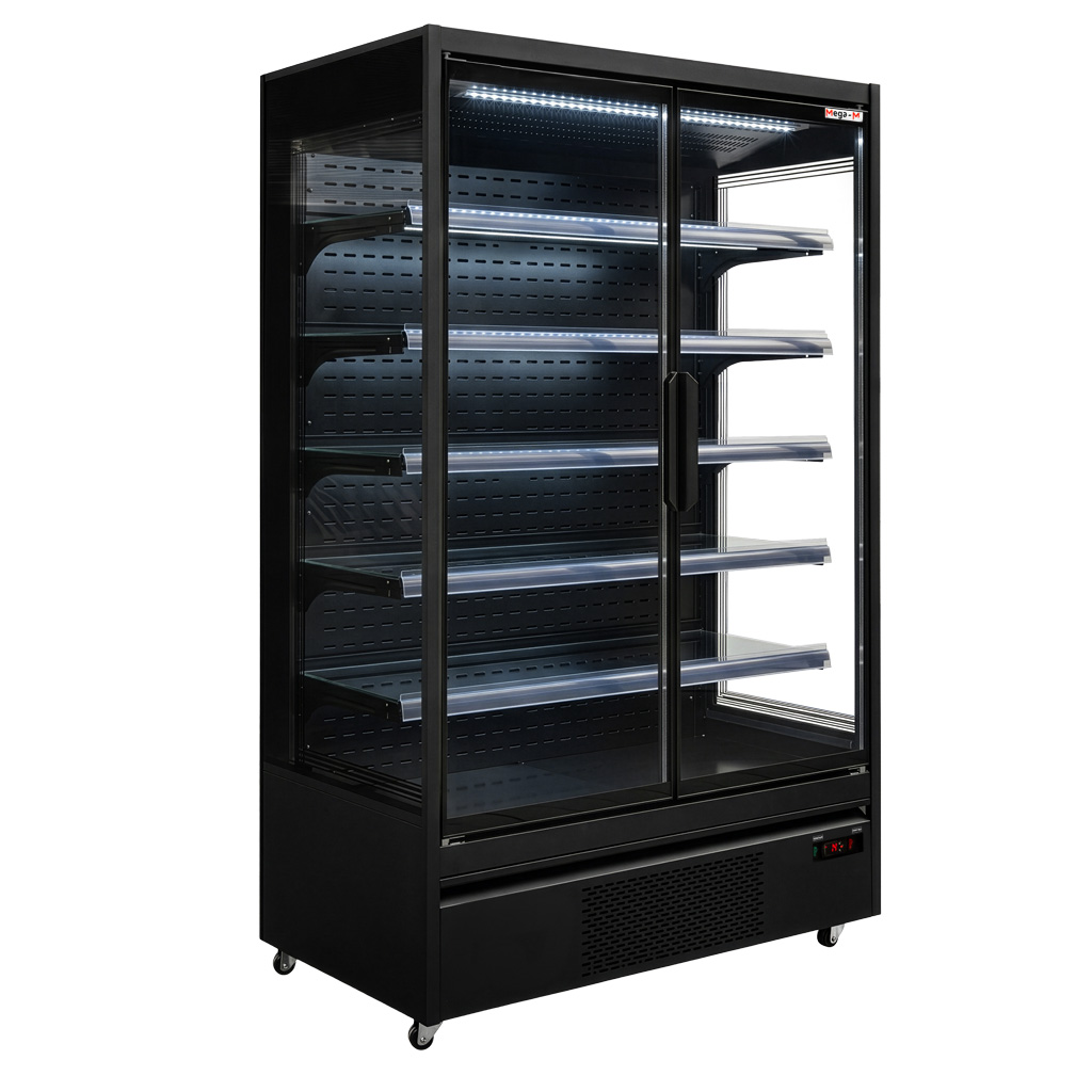 Regał chłodniczy Mega-M HUGO PLUS RU L-125 cm G-72 cm H-205 cm black drzwi transparentne - obrazek 3