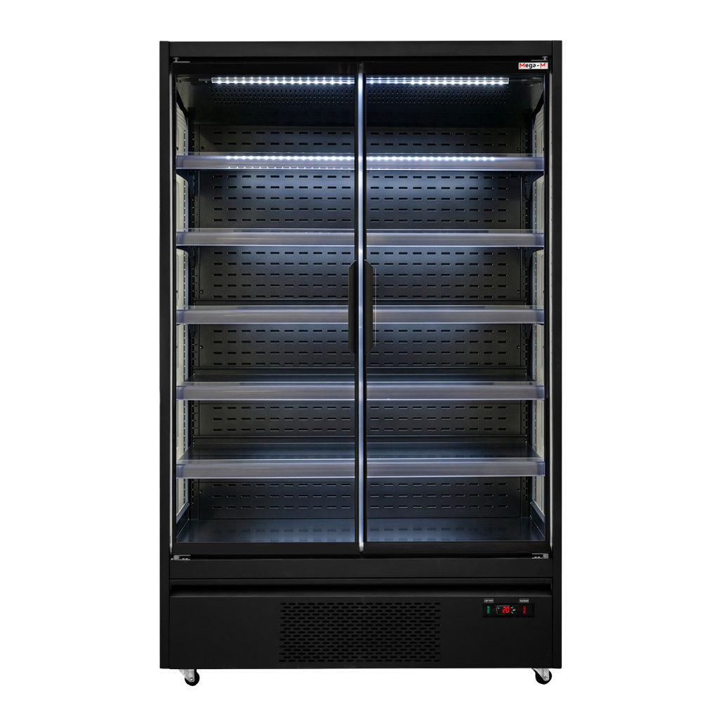 Regał chłodniczy Mega-M HUGO PLUS RU L-125 cm G-72 cm H-205 cm black drzwi transparentne - obrazek 2
